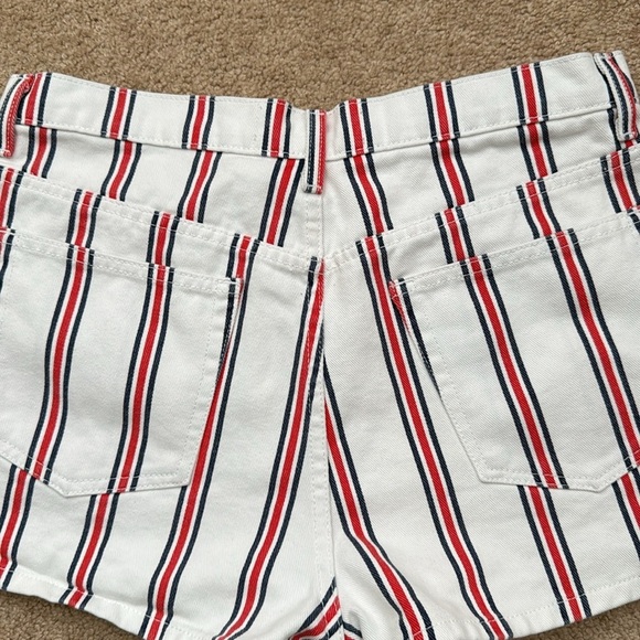 Reformation Charlie High Rise Grenada Red White & Blue Striped Denim Shorts 31 - Picture 5 of 10